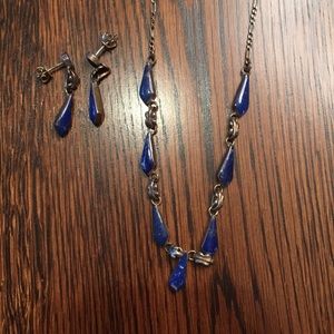 Genuine lapis lazuli necklace and earrings set!